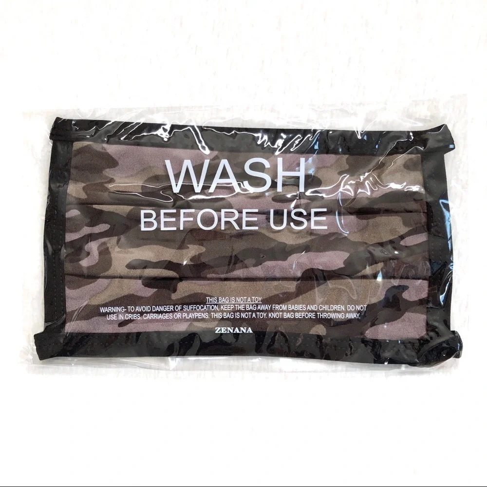 🔴 5 for $10 ONE Zenana Camouflage Print Cotton Face Mask
